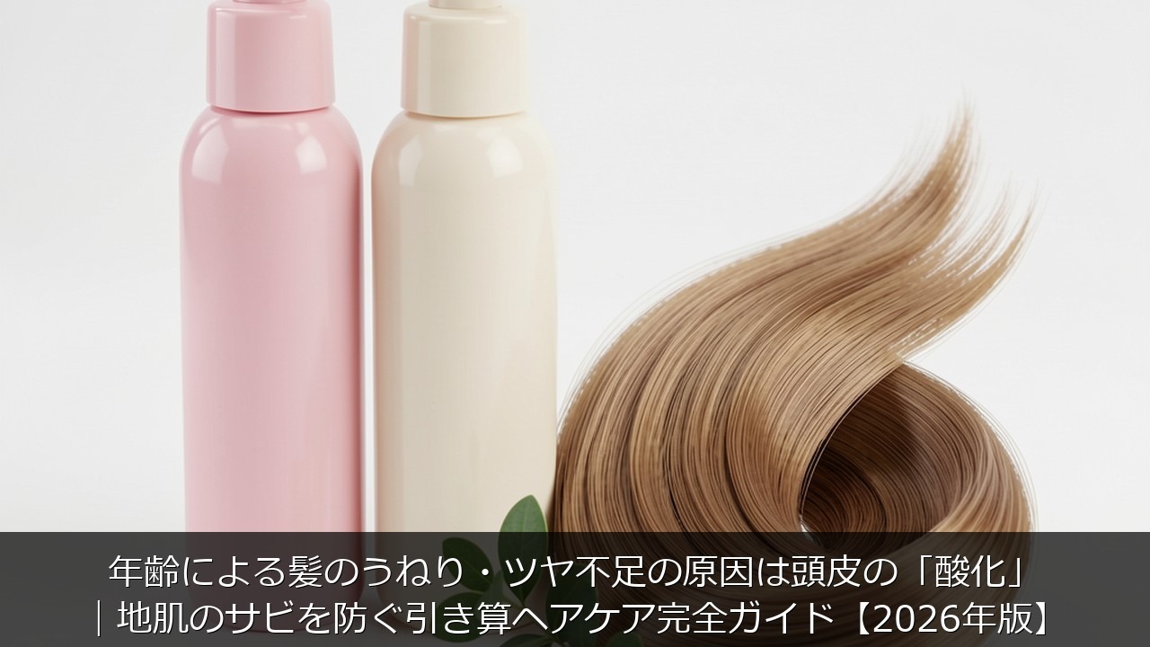 年齢による髪のうねり・ツヤ不足の原因は頭皮の「酸化」｜地肌のサビを防ぐ引き算ヘアケア完全ガイド【2026年版】のアイキャッチ画像