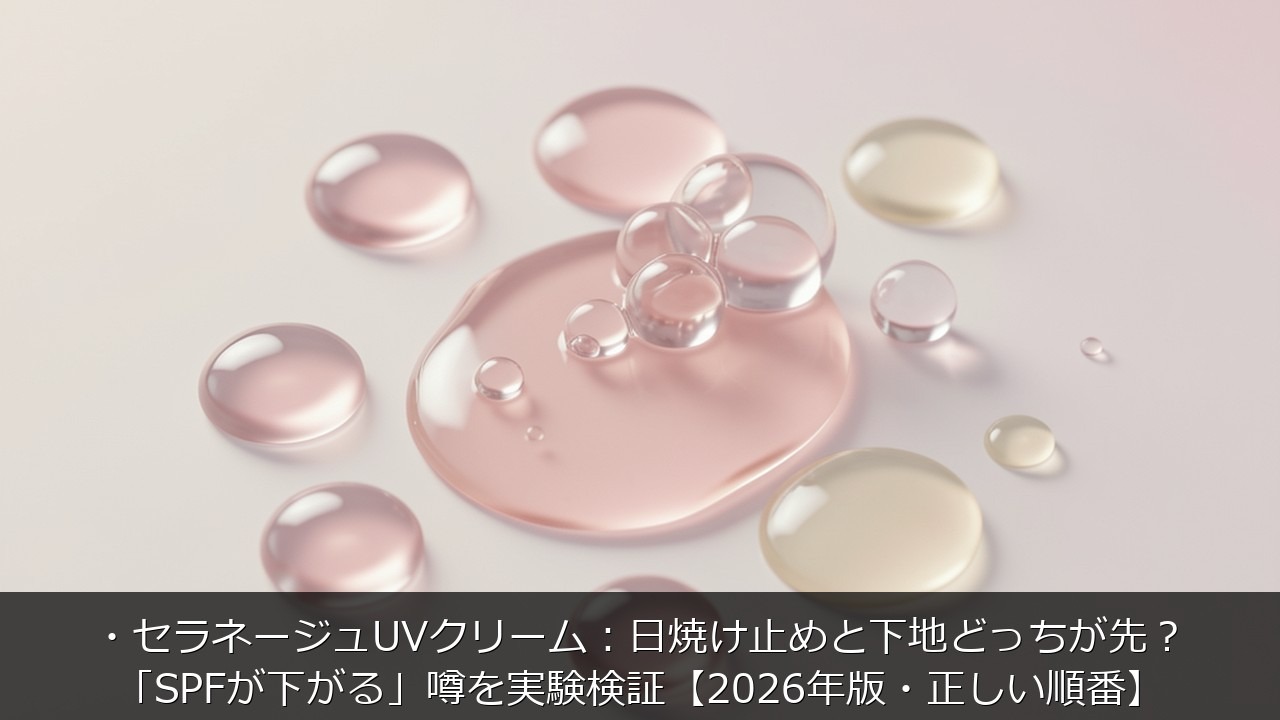 ・セラネージュUVクリーム：日焼け止めと下地どっちが先？「SPFが下がる」噂を実験検証【2026年版・正しい順番】のアイキャッチ画像