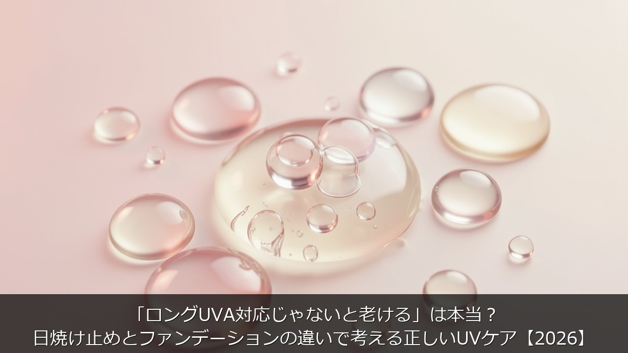 「ロングUVA対応じゃないと老ける」は本当？日焼け止めとファンデーションの違いで考える正しいUVケア【2026】のアイキャッチ画像