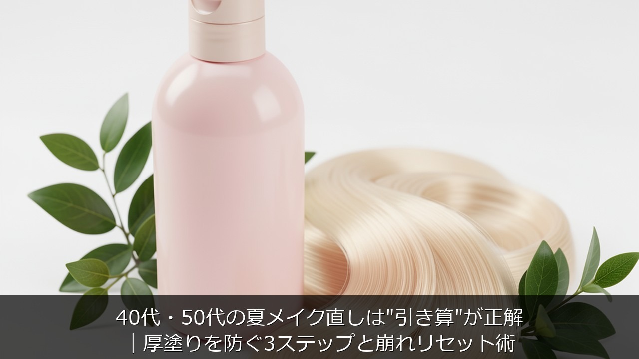 40代・50代に関する記事のアイキャッチ画像 - 40代・50代の夏メイク直しは"引き算"が正解｜厚塗りを防ぐ3ステップと崩れリセット術