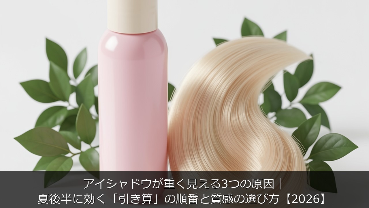アイシャドウが重く見える3つに関する記事のアイキャッチ画像 - アイシャドウが重く見える3つの原因｜夏後半に効く「引き算」の順番と質感の選び方【2026】